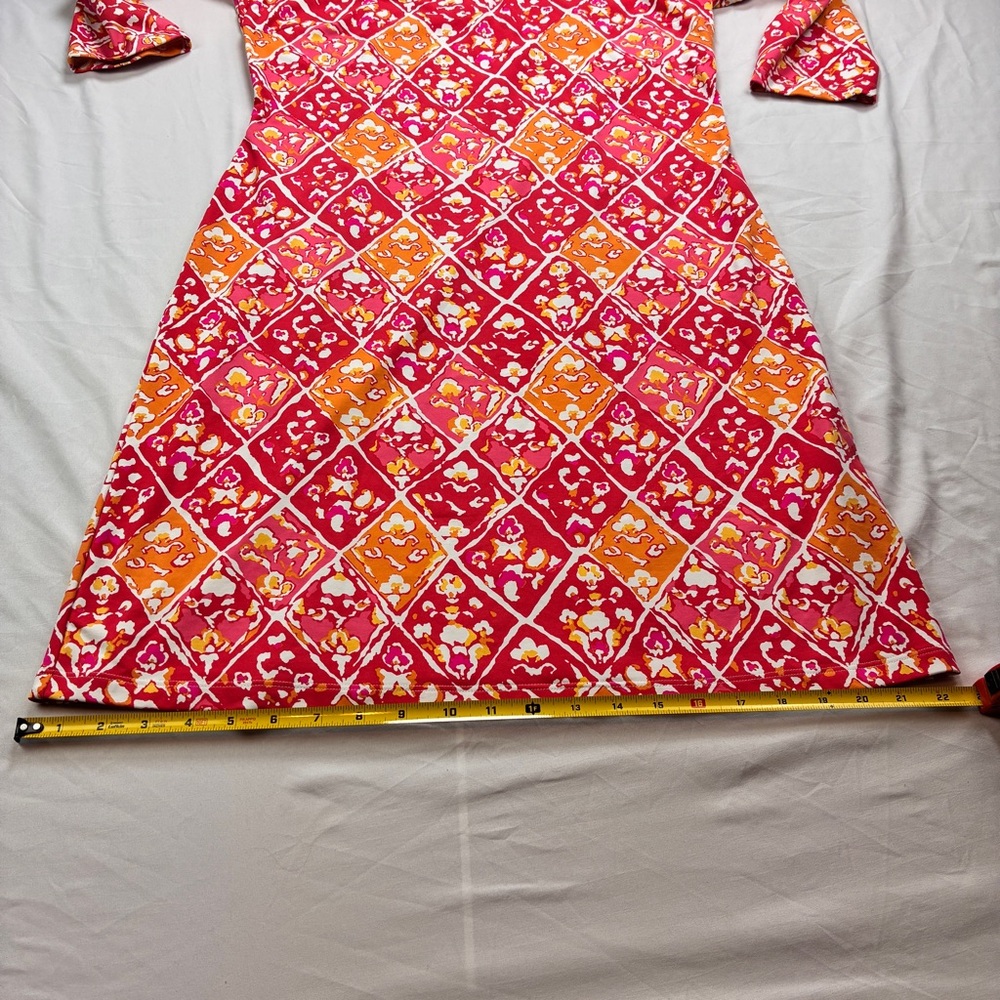 J. McLaughlin 1/4 Zip Catalina Cloth Geometric Red Orange Dress - Picture 6 of 14